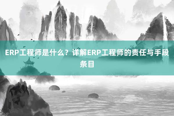 ERP工程师是什么？详解ERP工程师的责任与手段条目