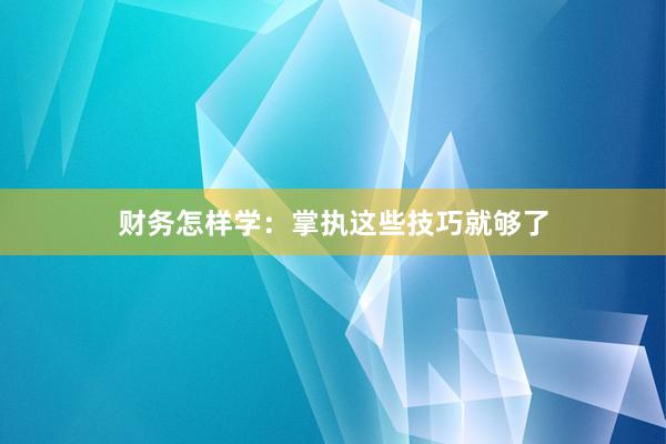 财务怎样学：掌执这些技巧就够了
